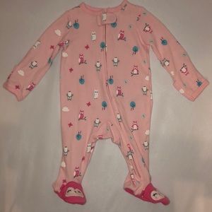 Carters babygirl pink owl footie zip-up pajama